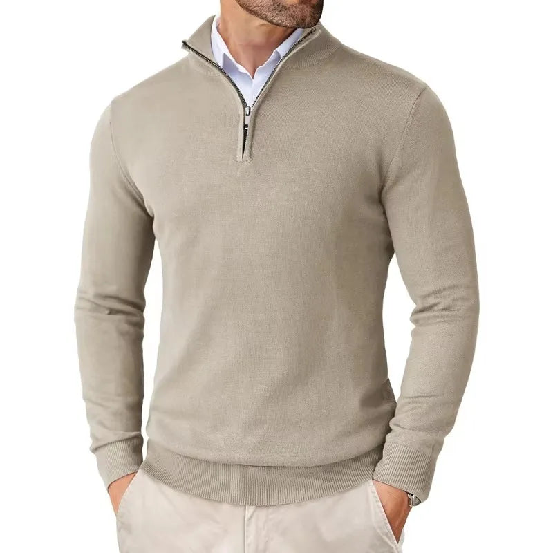 Herren Strickpullover mit Halbzipp Hause Lune