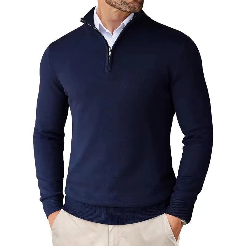 Herren Strickpullover mit Halbzipp Hause Lune
