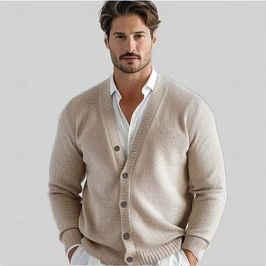 Herren klassische Strickjacke mit Knopfleiste Hause Lune