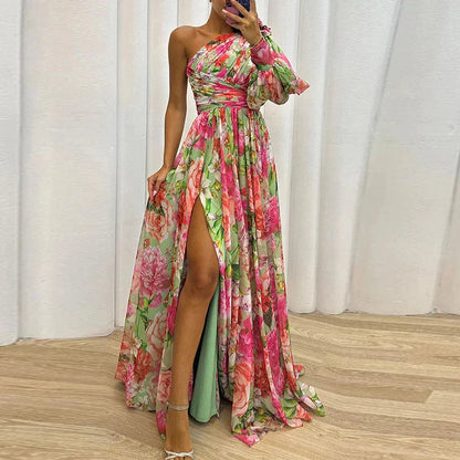 Melisande | Elegantes Blumenkleid Für Hochzeitsgäste Mit Hohem Schlitz 5
