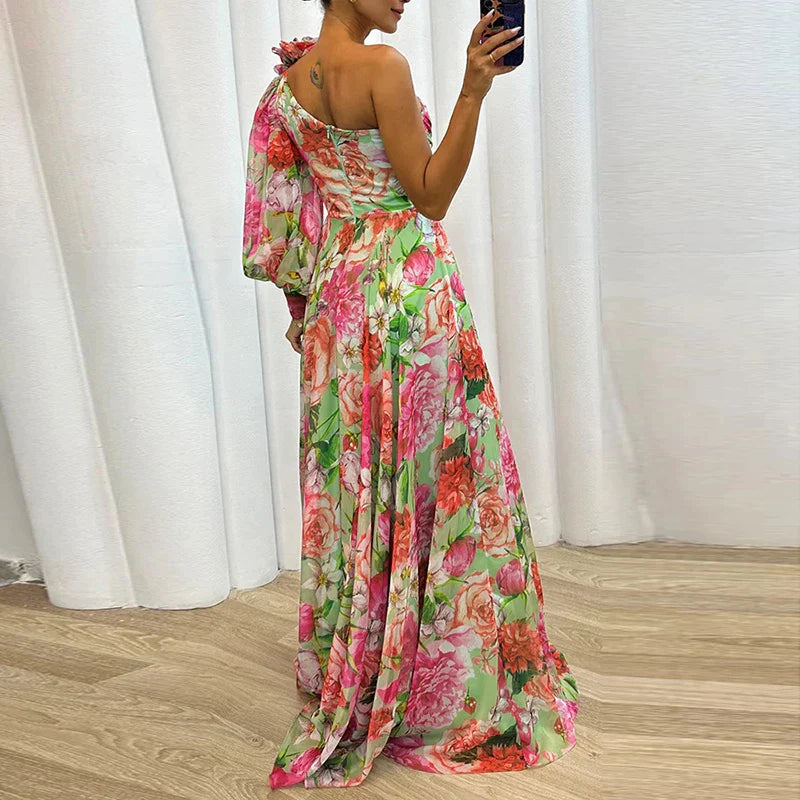 Melisande | Elegantes Blumenkleid Für Hochzeitsgäste Mit Hohem Schlitz 6