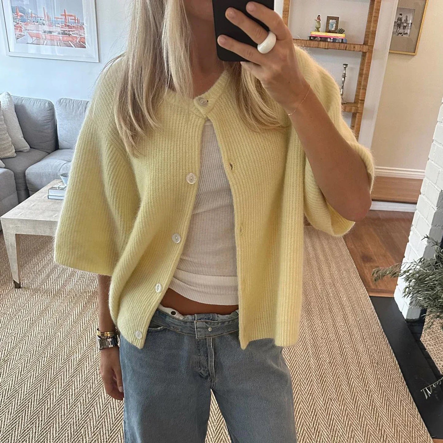 Yara | Strickjacke Damen Mit Kurzen Ärmeln - Modischer Cardigan Für Lässige Anlässe-5