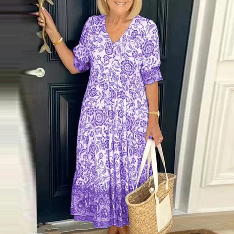 Sophia | Bohème-Maxikleid Sommer mit V-Ausschnitt für Damen, Luftig und Elegant 3