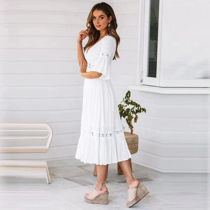 Azkia | Transparentes Strandkleid Damen im Ibiza-Stil, Weiß 3