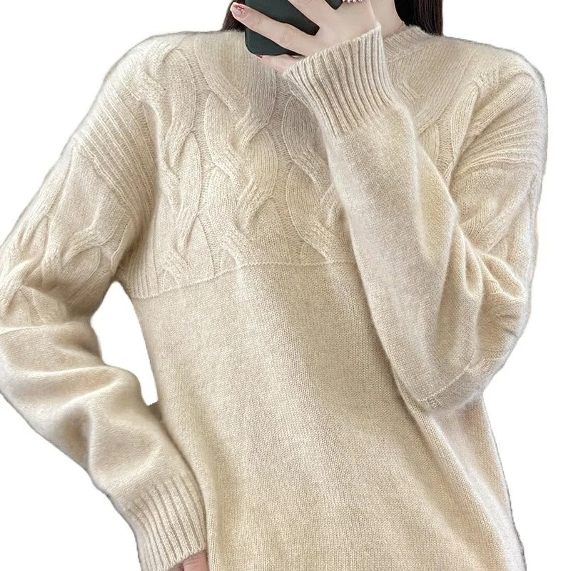 Damen Gestrickter Langarm Pullover Hause Lune