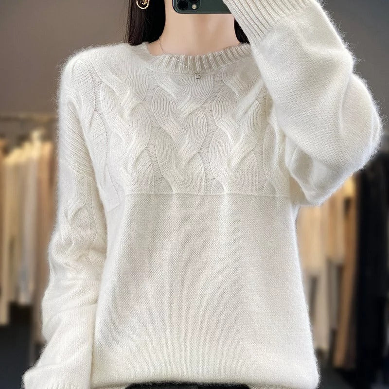 Damen Gestrickter Langarm Pullover Hause Lune