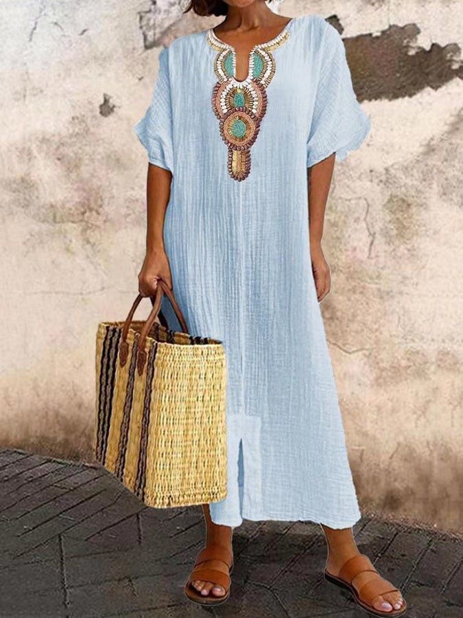 Elowen | Gesticktes Boho Kleid Weiß Für Stilvolle Sommertage 5