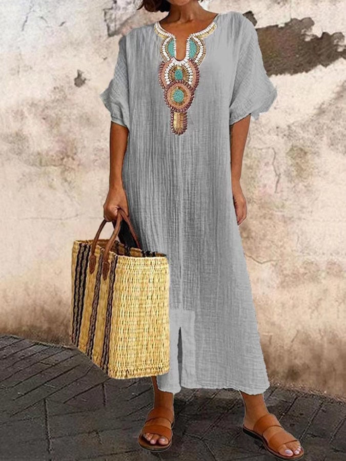 Elowen | Gesticktes Boho Kleid Weiß Für Stilvolle Sommertage 4