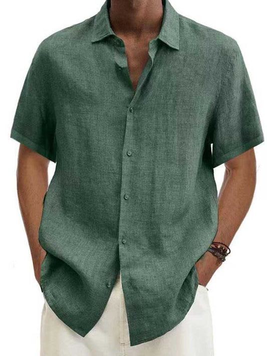 Dave | Leinenhemd Herren Sommer in Cyan Grün – Stilvolles, Atmungsaktives Design für Warme Tage-1
