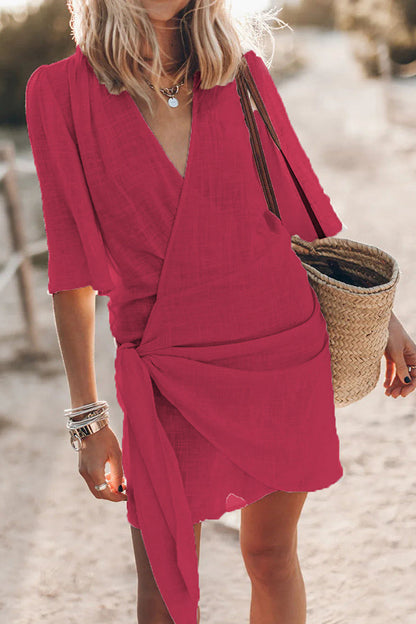 ISALINE | Lässiges Wickelkleid Damen für den Sommer mit V-Ausschnitt und Streifendetail 6