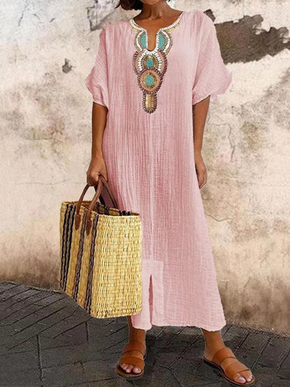 Elowen | Gesticktes Boho Kleid Weiß Für Stilvolle Sommertage 3