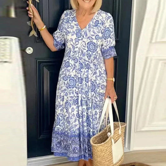 Sophia | Bohème-Maxikleid Sommer mit V-Ausschnitt für Damen, Luftig und Elegant 1